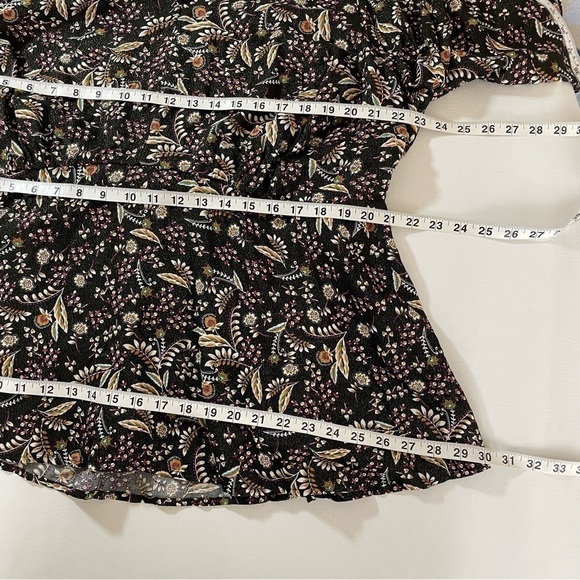 Lane Bryant Illusion Collection V Neck Top Black Botanical Print Size 20 L/S NWT - Picture 8 of 15